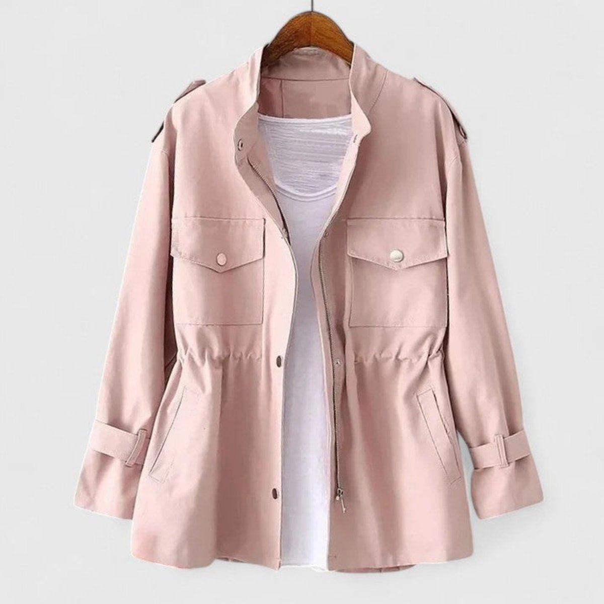 Olivia Utility Jacket - Durable Mid-Length Design with Drawstring Waist and Snap Pockets 1