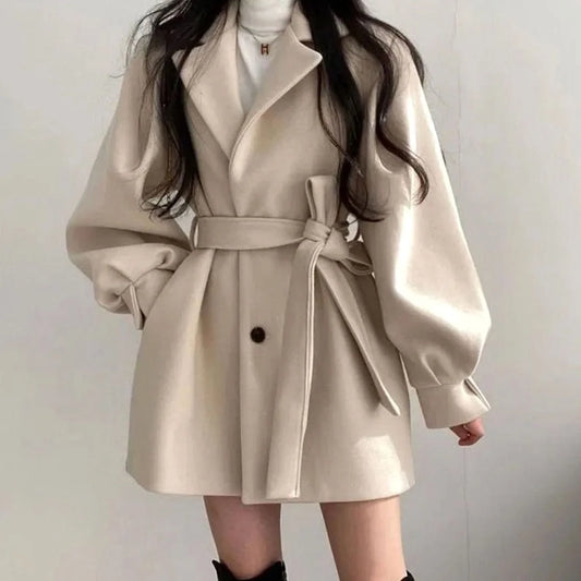 Olivia women's wool-look belted A-line coat