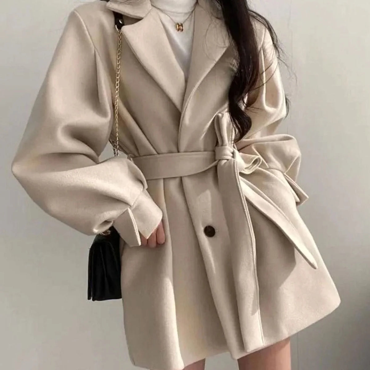 Olivia women's wool-look belted A-line coat