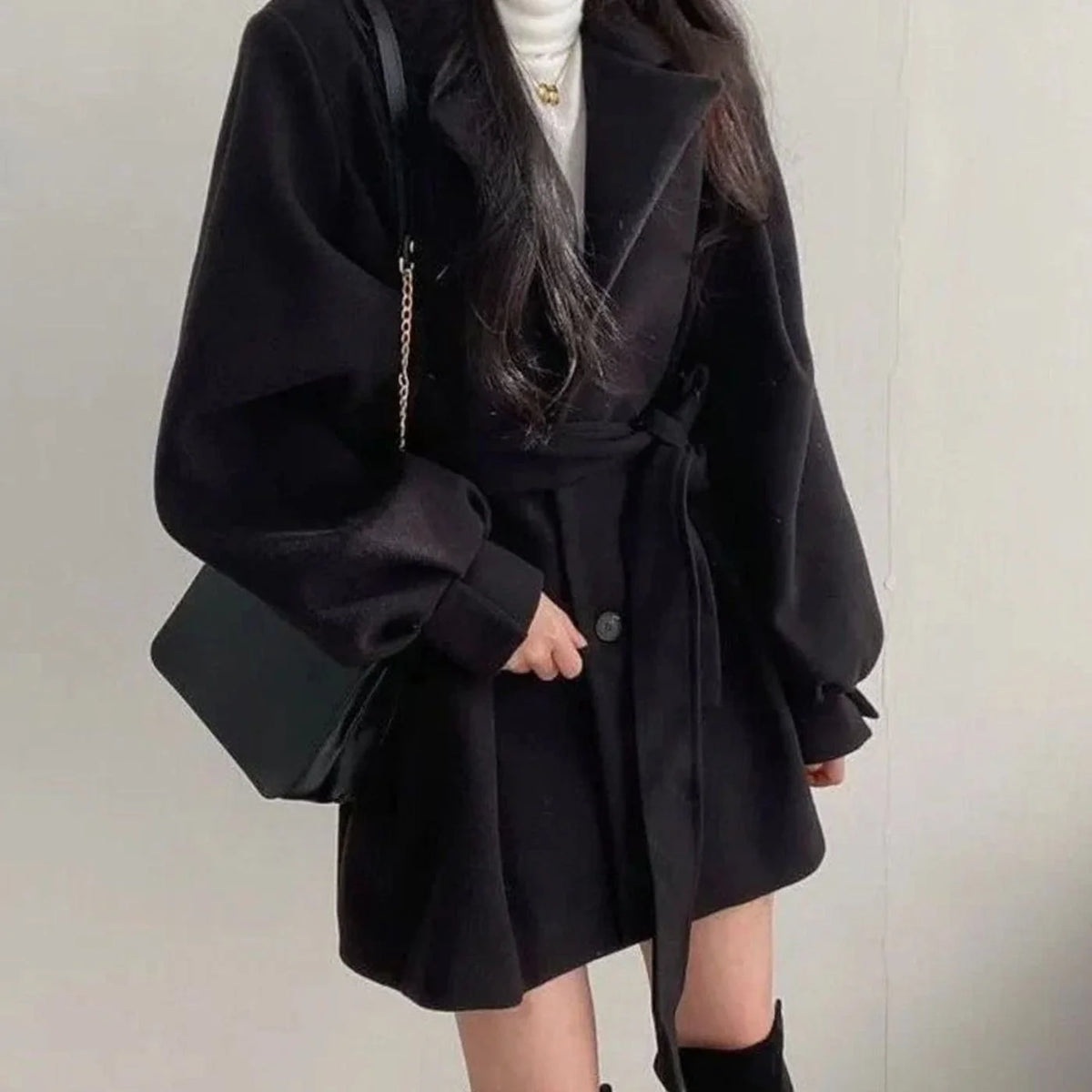 Olivia women's wool-look belted A-line coat