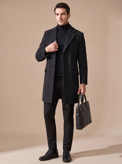 Oscar Wool-Look Winter Overcoat - Tailored Single-Breasted Style with Flap Pockets 0