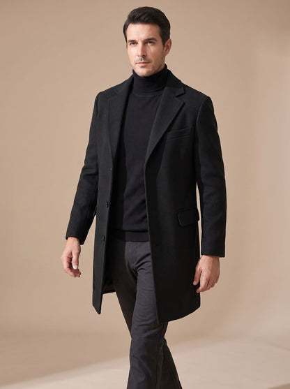 Oscar Wool-Look Winter Overcoat - Tailored Single-Breasted Style with Flap Pockets 2