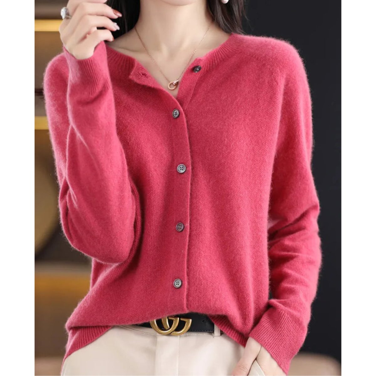 Oversized Merino Wool Cardigan Sweater with Button-Front Closure - Cozy Layering Essential 0