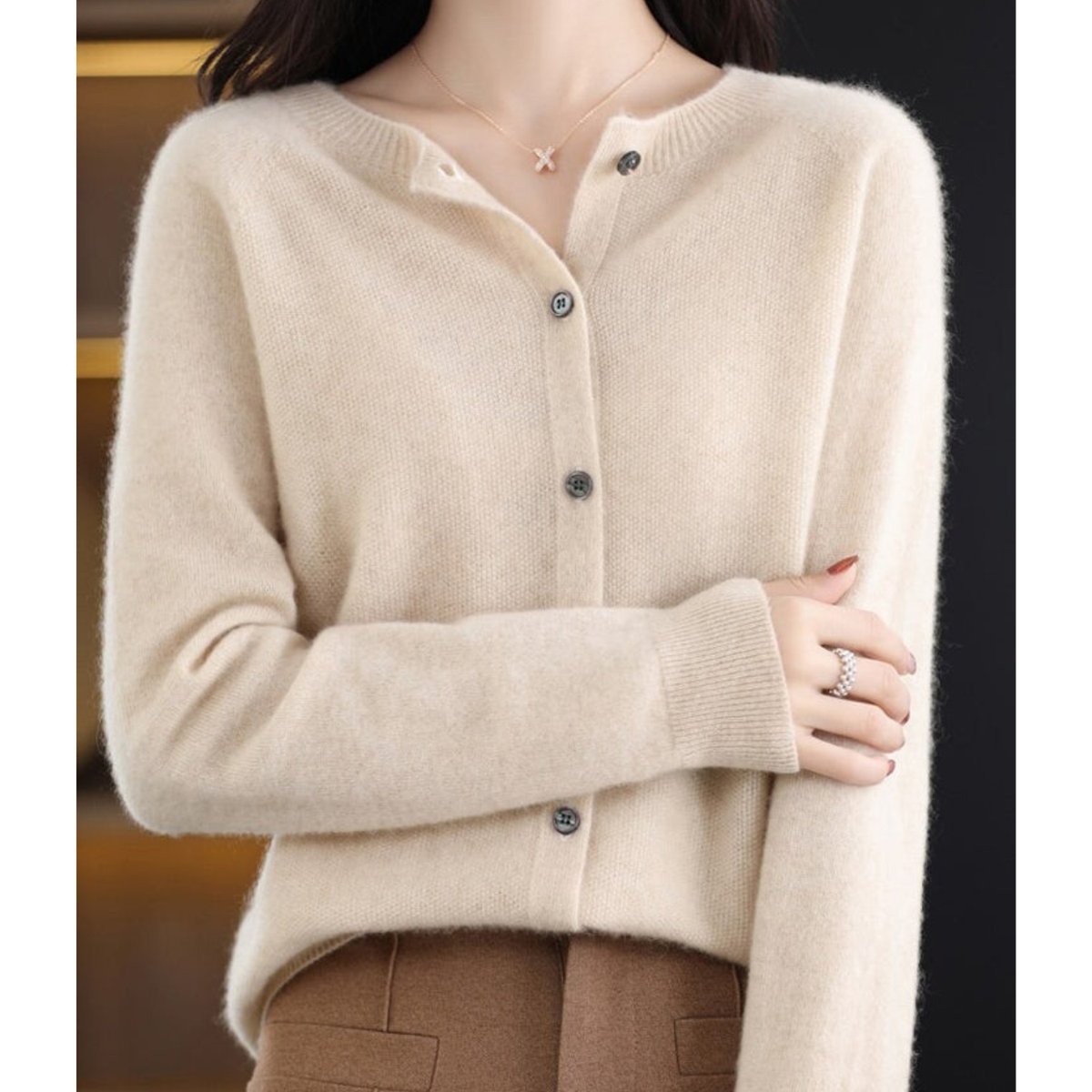 Oversized Merino Wool Cardigan Sweater with Button-Front Closure - Cozy Layering Essential 10