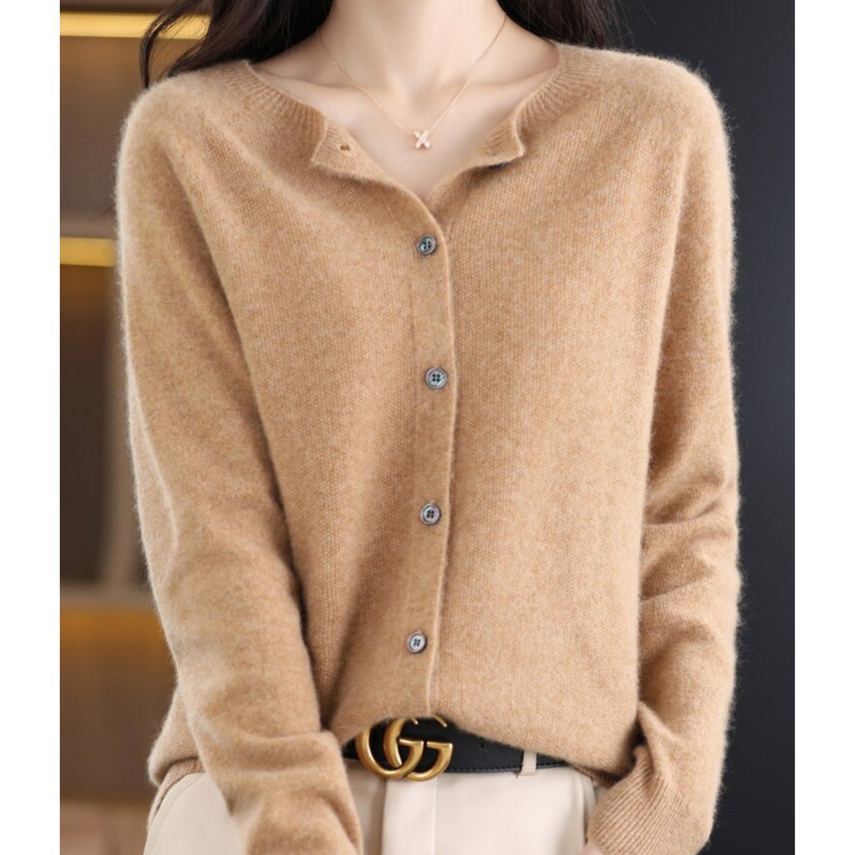 Oversized Merino Wool Cardigan Sweater with Button-Front Closure - Cozy Layering Essential 12