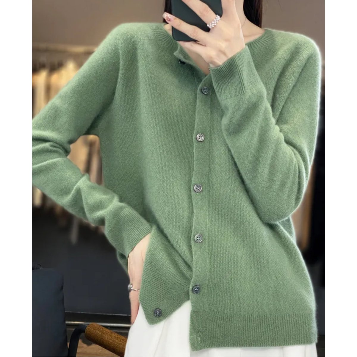 Oversized Merino Wool Cardigan Sweater with Button-Front Closure - Cozy Layering Essential 14