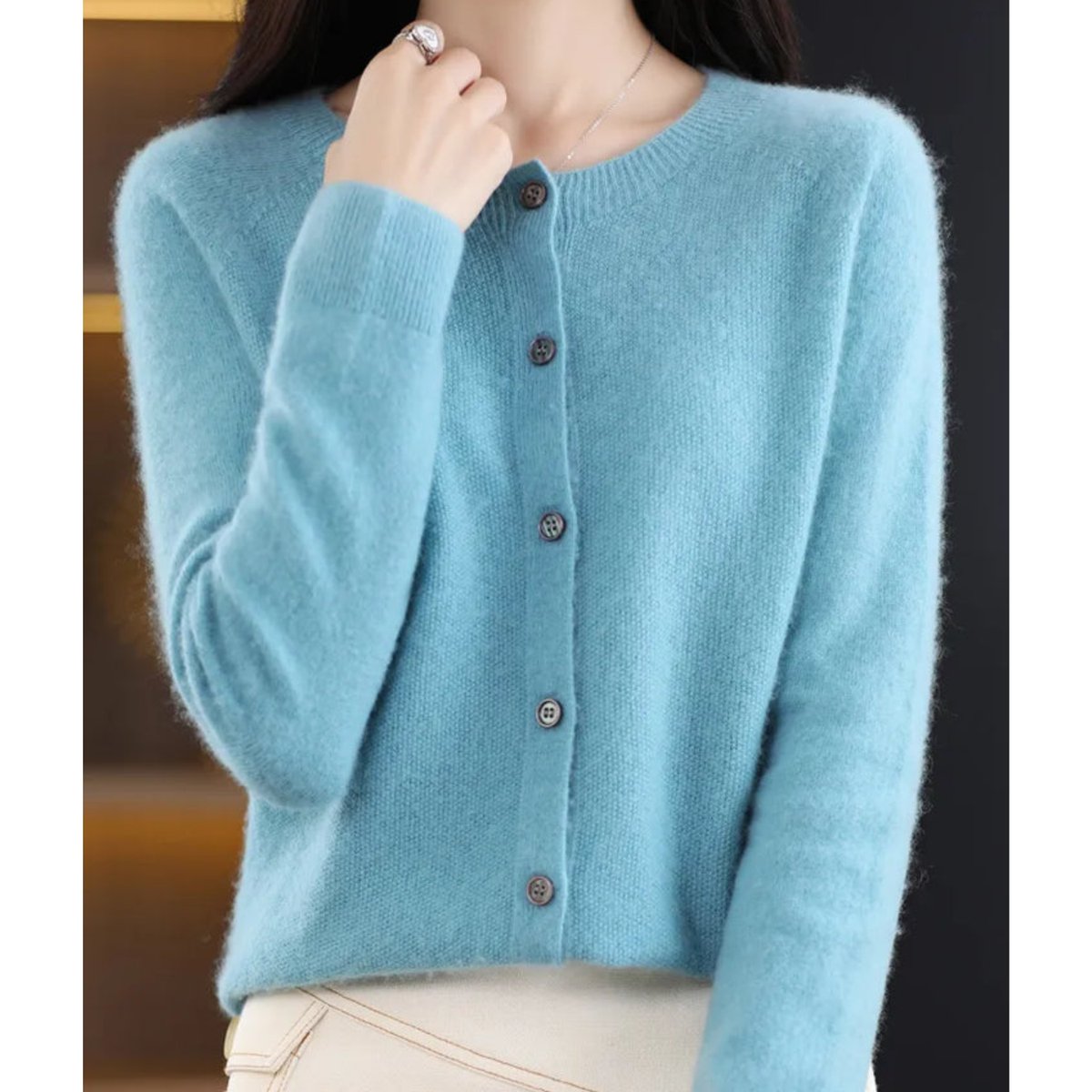 Oversized Merino Wool Cardigan Sweater with Button-Front Closure - Cozy Layering Essential 3