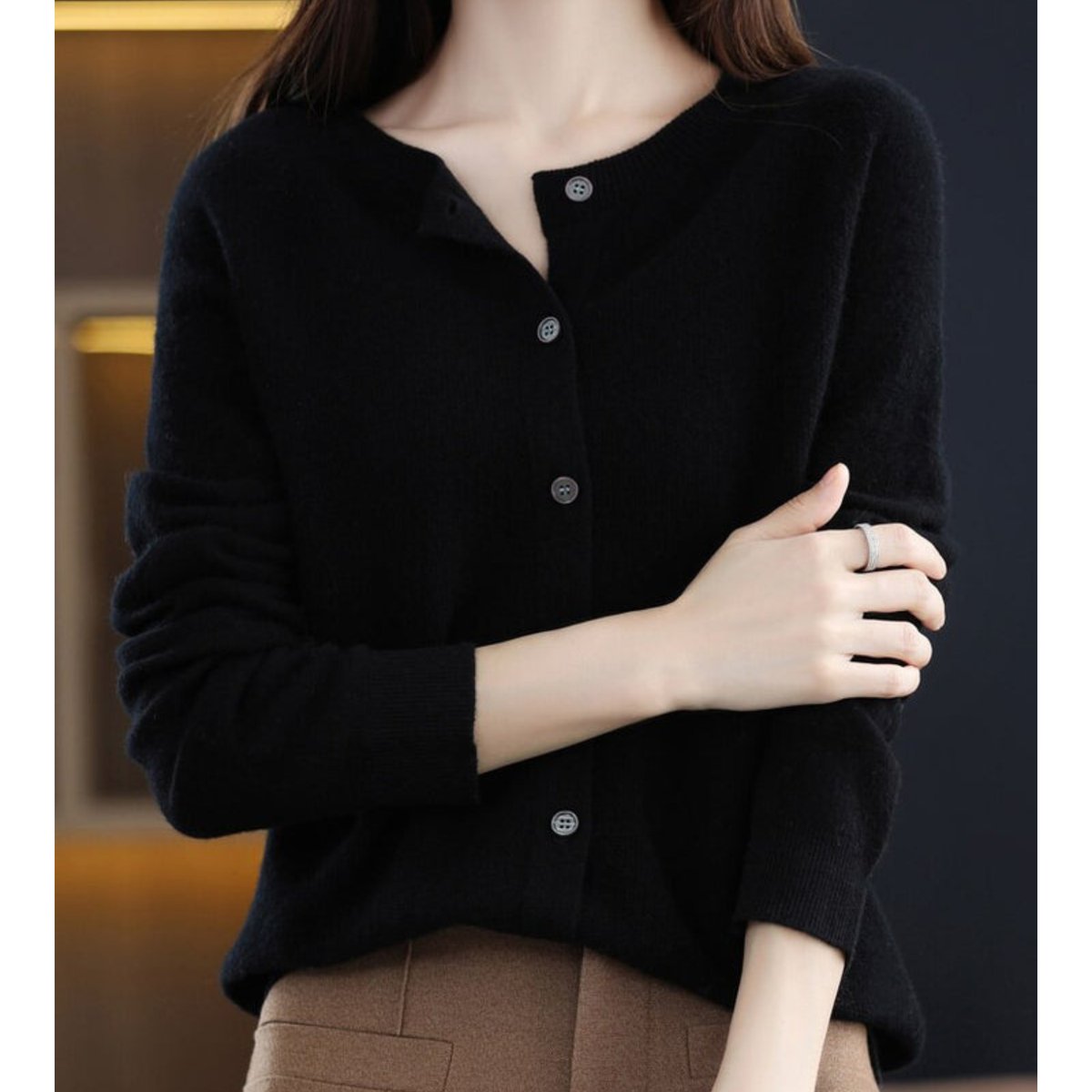 Oversized Merino Wool Cardigan Sweater with Button-Front Closure - Cozy Layering Essential 5