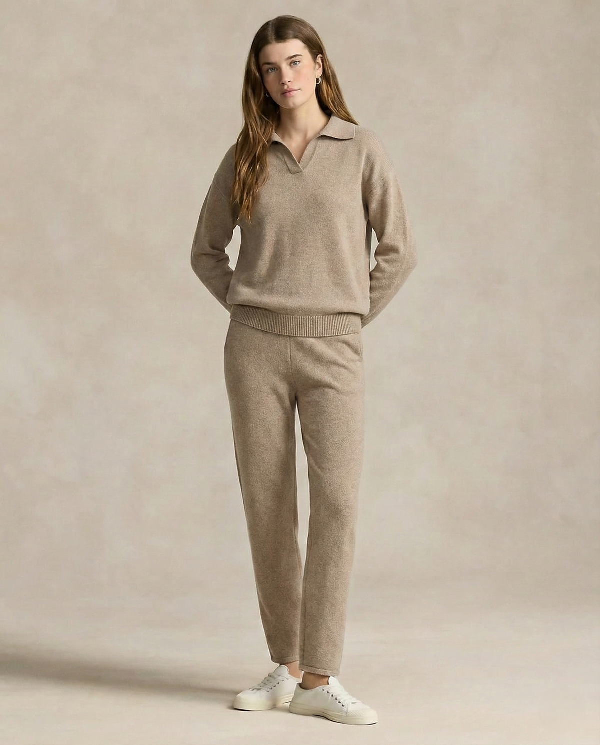 Palermo Knit Set with Polo Collar Sweater & High-Waist Harem Pants 0