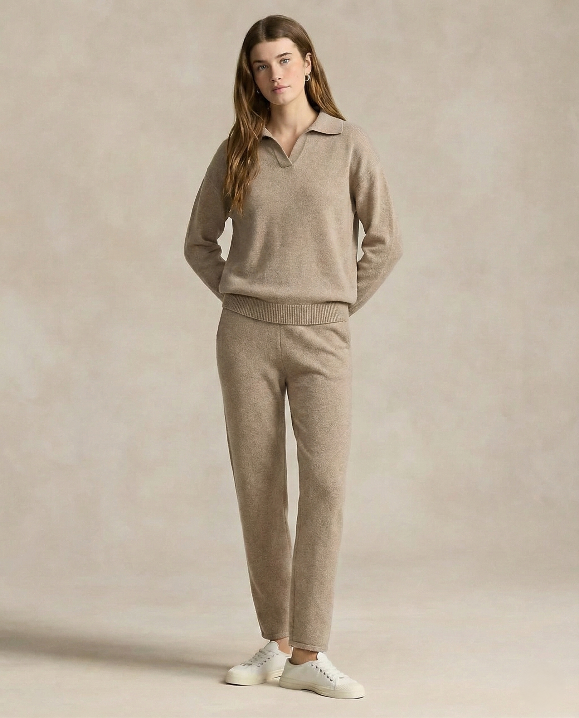 Palermo Knit Set with Polo Collar Sweater & High-Waist Harem Pants 0