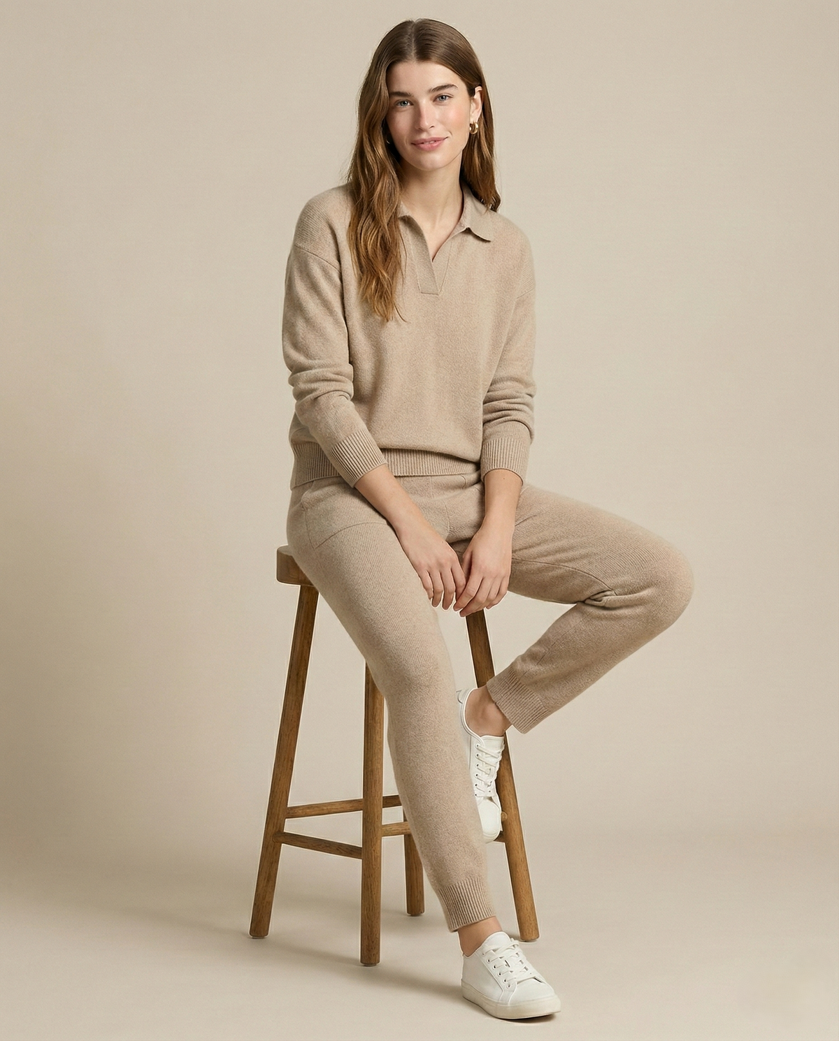 Palermo Knit Set with Polo Collar Sweater & High-Waist Harem Pants 2