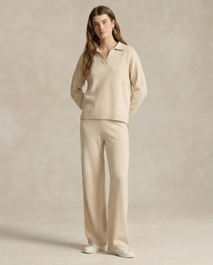 Palermo Knit Set with Polo Collar Sweater & High-Waist Harem Pants 3