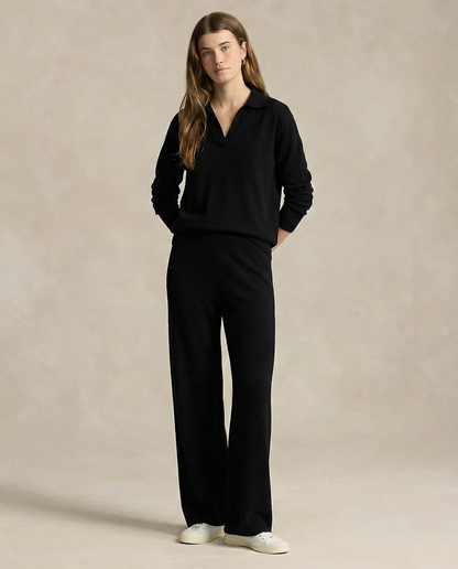 Palermo Knit Set with Polo Collar Sweater & High-Waist Harem Pants 6