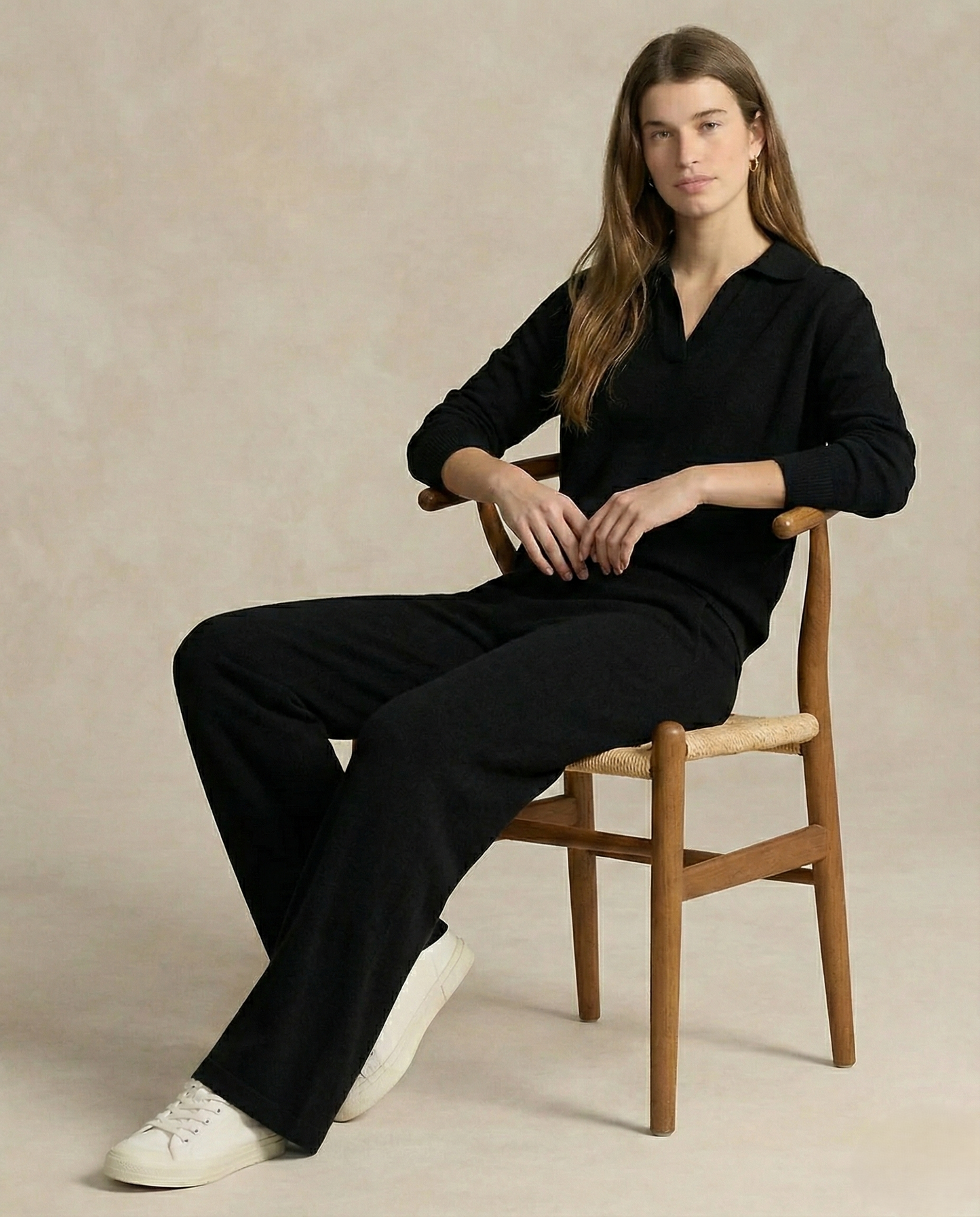 Palermo Knit Set with Polo Collar Sweater & High-Waist Harem Pants 8