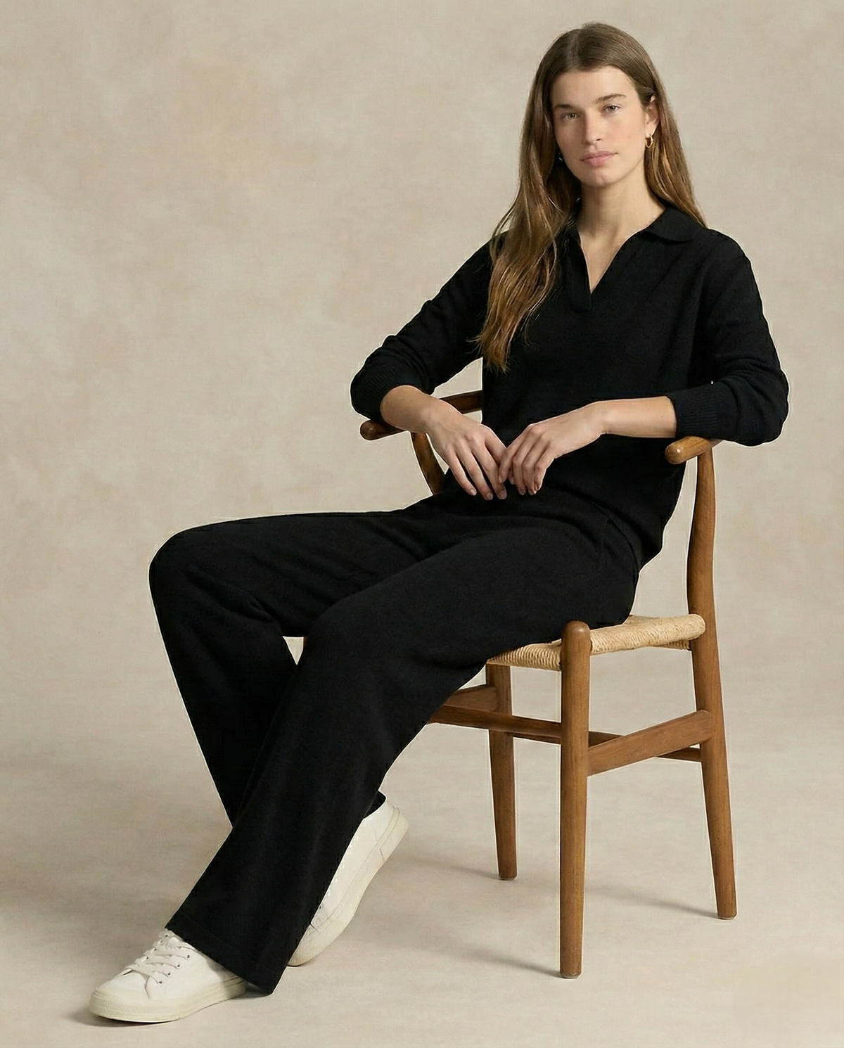 Palermo Knit Set with Polo Collar Sweater & High-Waist Harem Pants 8