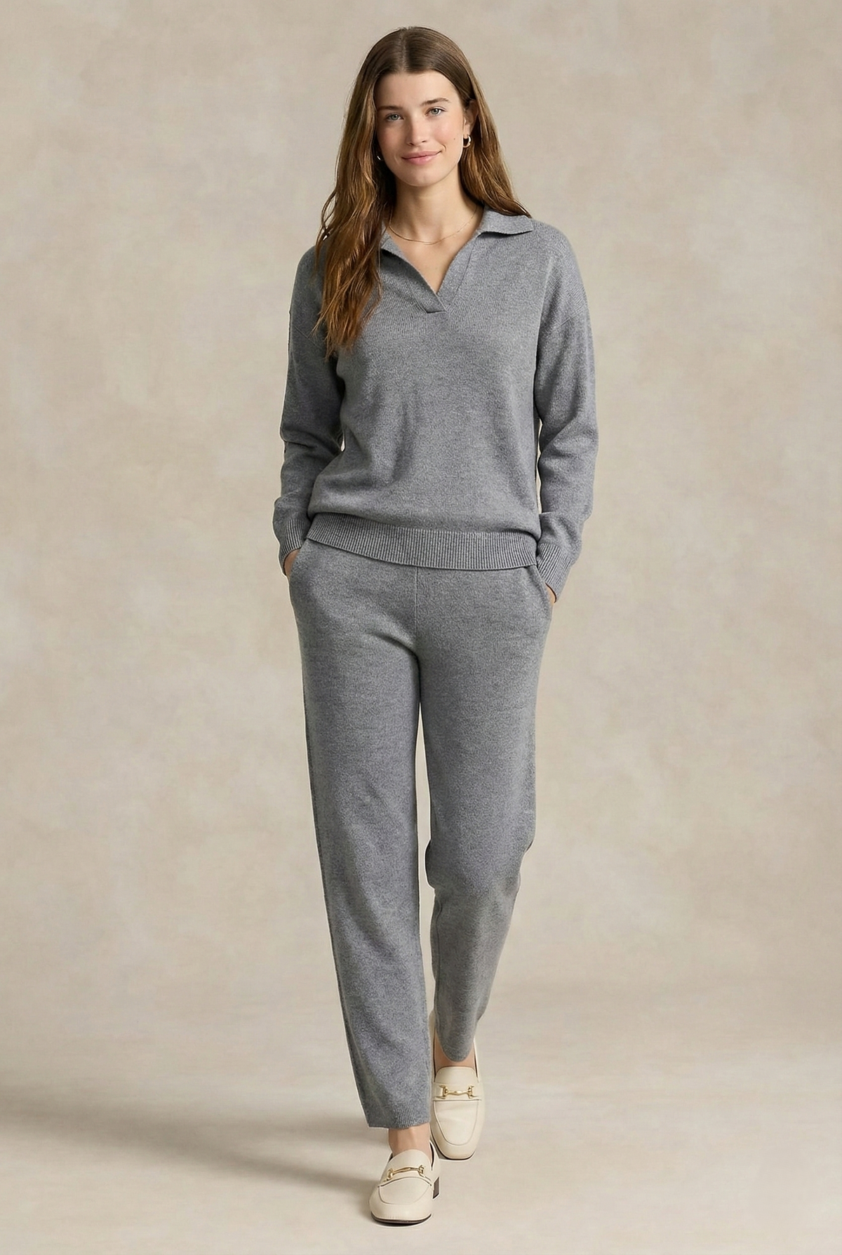 Palermo Knit Set with Polo Collar Sweater & High-Waist Harem Pants 9