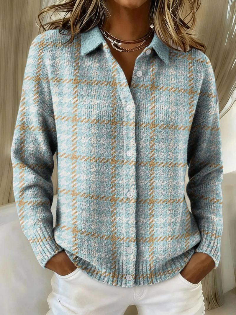 Pemba Plaid Cardigan Sweater - Soft Knit, Collared, Button-Down Design 0