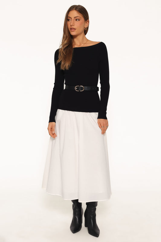 Presley Knit Top - Ribbed Long Sleeve with Wide Boat Neckline for Effortless Style 0