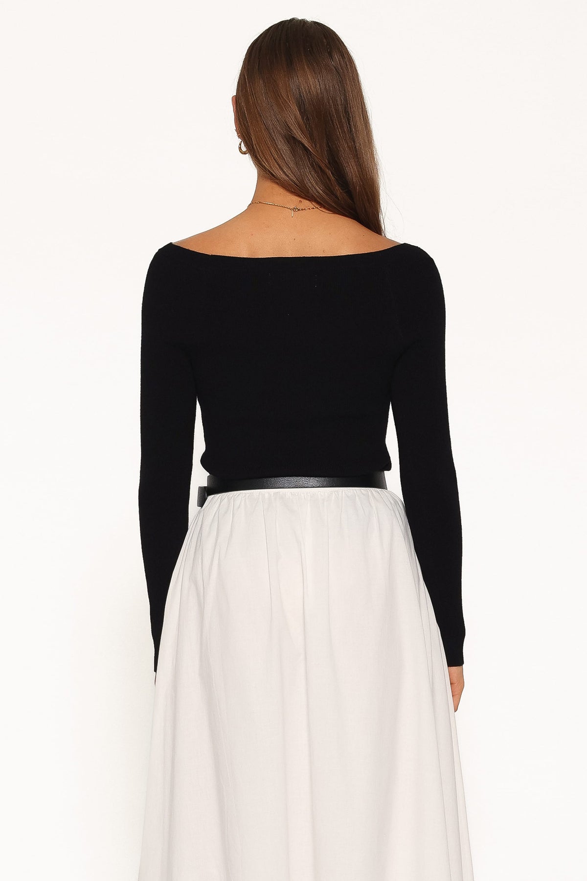 Presley Knit Top - Ribbed Long Sleeve with Wide Boat Neckline for Effortless Style 3