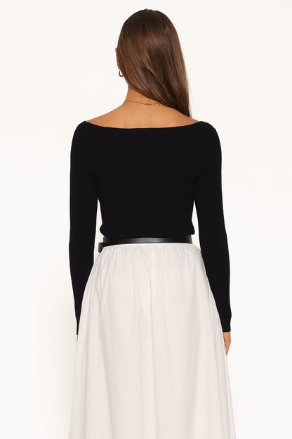 Presley Knit Top - Ribbed Long Sleeve with Wide Boat Neckline for Effortless Style 3
