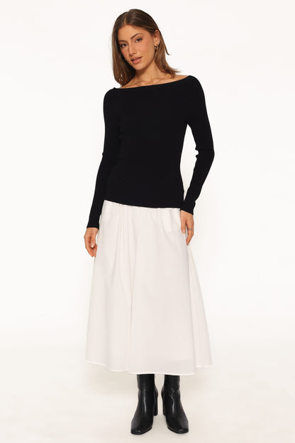 Presley Knit Top - Ribbed Long Sleeve with Wide Boat Neckline for Effortless Style 4