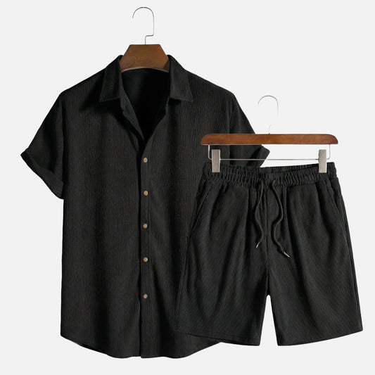 Ribo - Men's Two Piece Set in Comfortable Ribbed Fabric with Relaxed Fit 0
