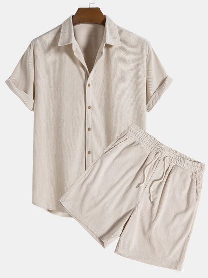 Ribo - Men's Two Piece Set in Comfortable Ribbed Fabric with Relaxed Fit 1