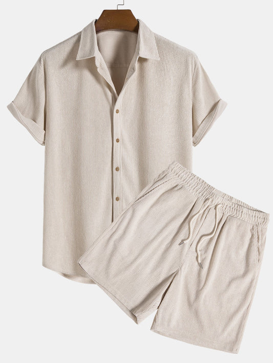 Ribo - Men's Two Piece Set in Comfortable Ribbed Fabric with Relaxed Fit 1