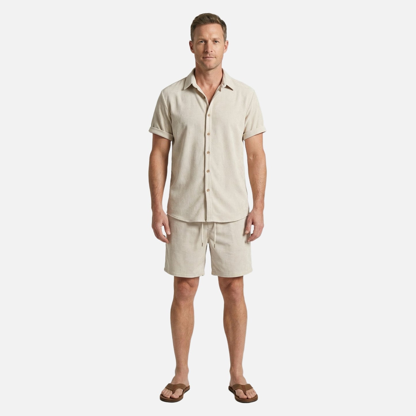 Ribo - Men's Two Piece Set in Comfortable Ribbed Fabric with Relaxed Fit 2