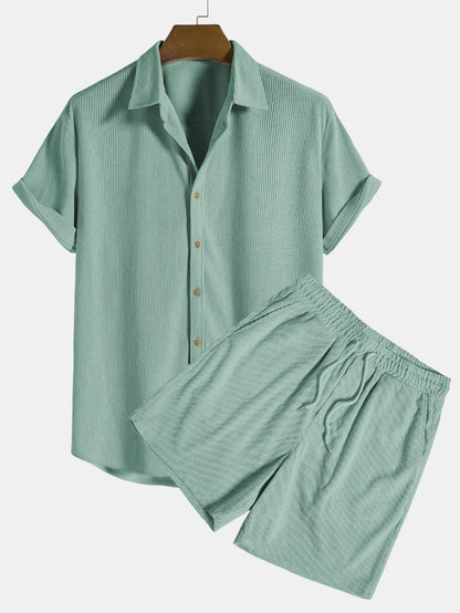 Ribo - Men's Two Piece Set in Comfortable Ribbed Fabric with Relaxed Fit 4
