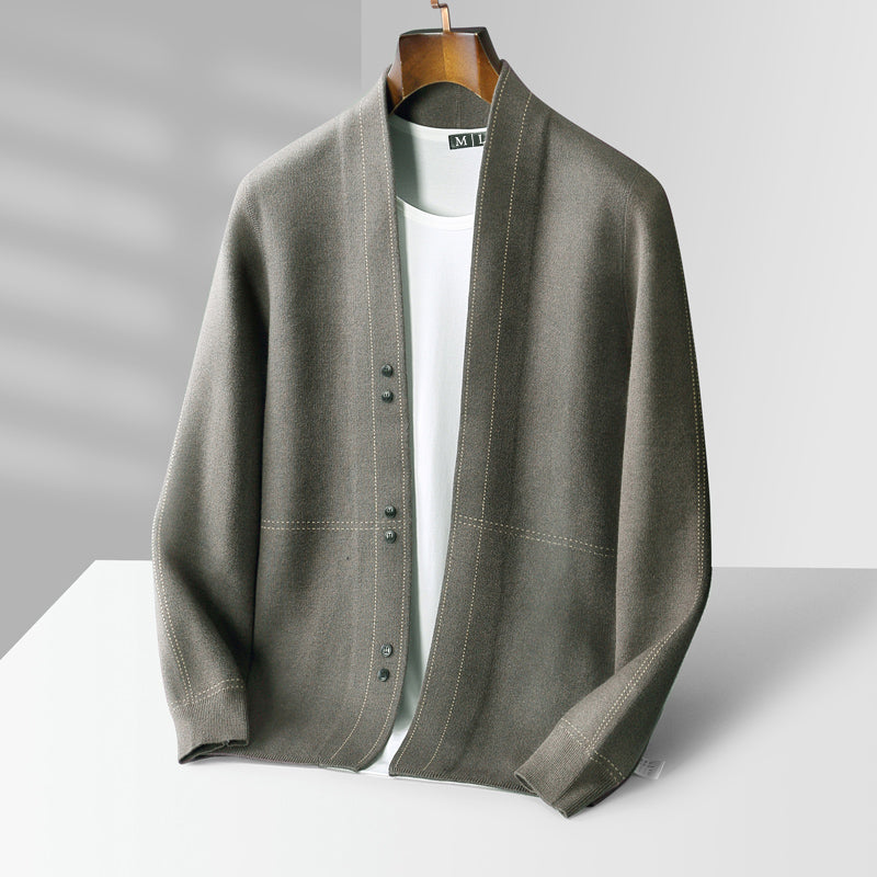 Roberto Russo - Wool Cardigan Sweater with Classic Plaid Pattern for Cozy Layering 0