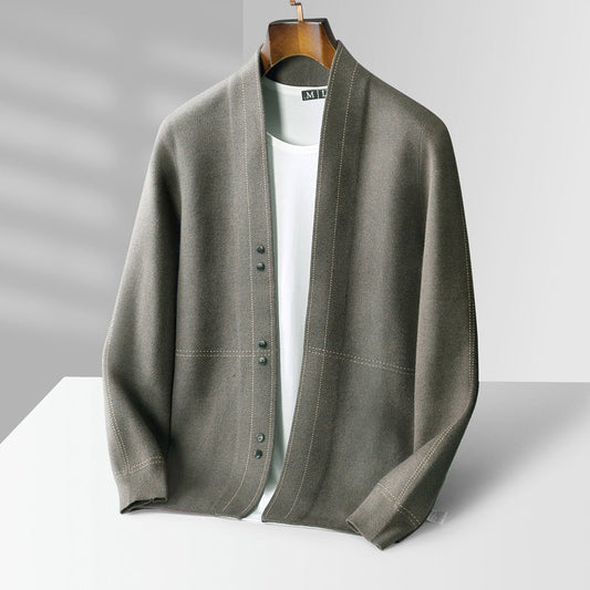 Roberto Russo - Wool Cardigan Sweater with Classic Plaid Pattern for Cozy Layering 0