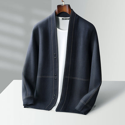 Roberto Russo - Wool Cardigan Sweater with Classic Plaid Pattern for Cozy Layering 1