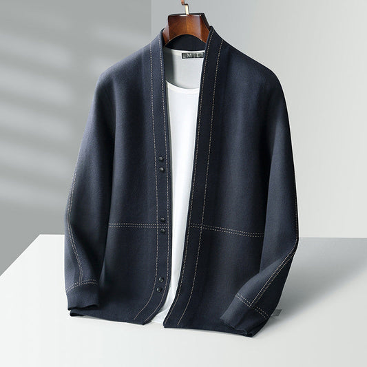 Roberto Russo - Wool Cardigan Sweater with Classic Plaid Pattern for Cozy Layering 1