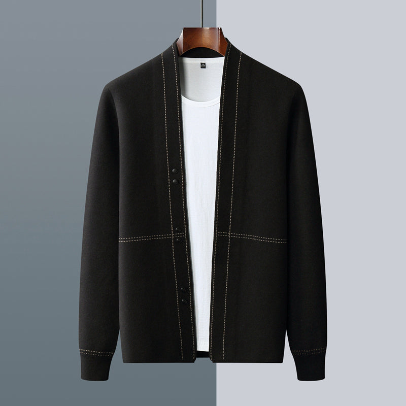 Roberto Russo - Wool Cardigan Sweater with Classic Plaid Pattern for Cozy Layering 2