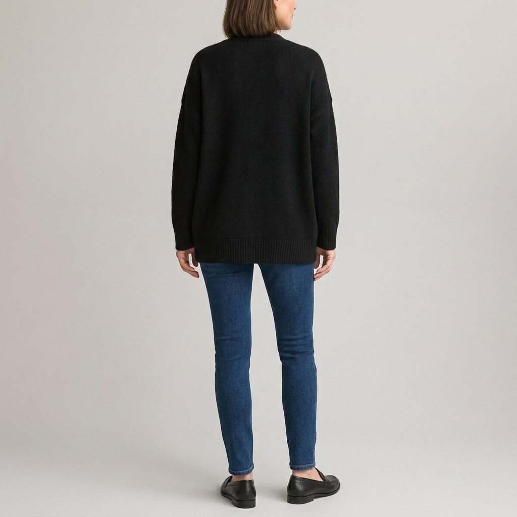 Sable - Black Knit Cardigan Sweater with Pockets and V-Neck for Comfort 3