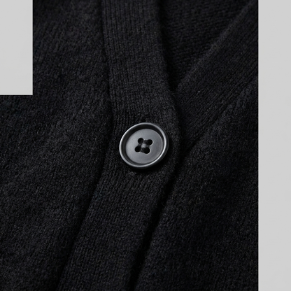 Sable - Black Knit Cardigan Sweater with Pockets and V-Neck for Comfort 5