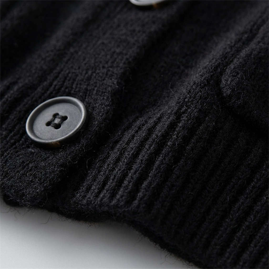Sable - Black Knit Cardigan Sweater with Pockets and V-Neck for Comfort 6