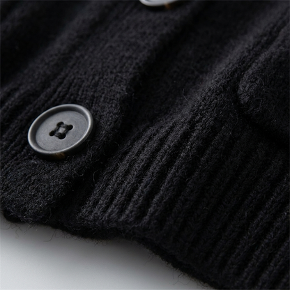 Sable - Black Knit Cardigan Sweater with Pockets and V-Neck for Comfort 6
