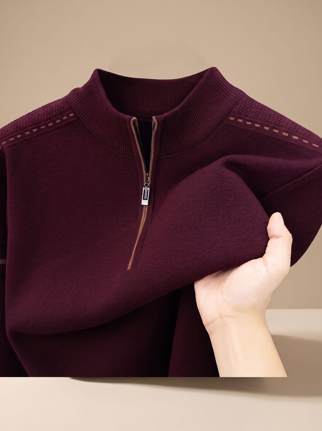 Simon Half-Zip Sweater - Soft Fabric, Stand-Up Collar, Relaxed Fit 7