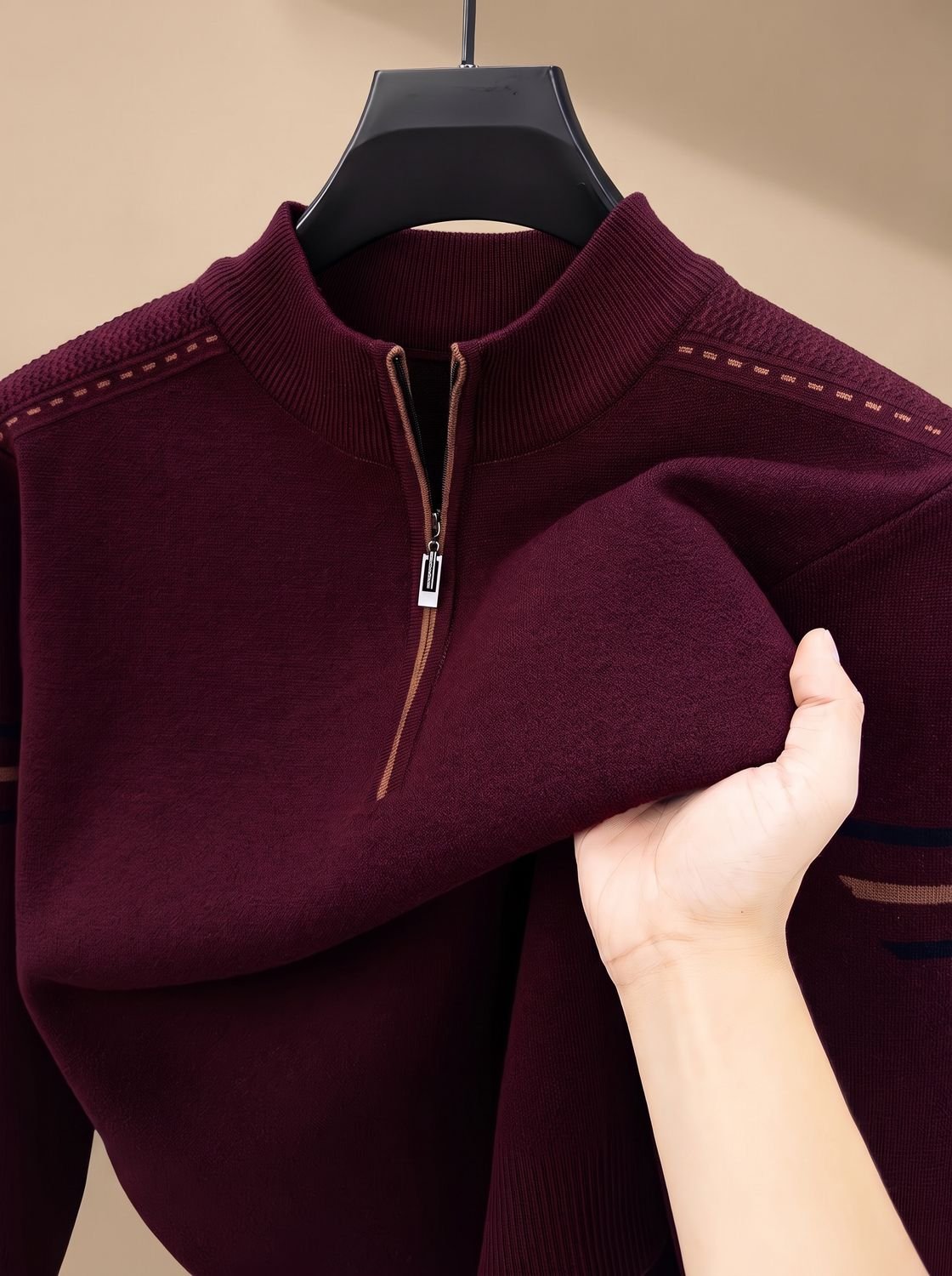 Simon Half-Zip Sweater - Soft Fabric, Stand-Up Collar, Relaxed Fit 8