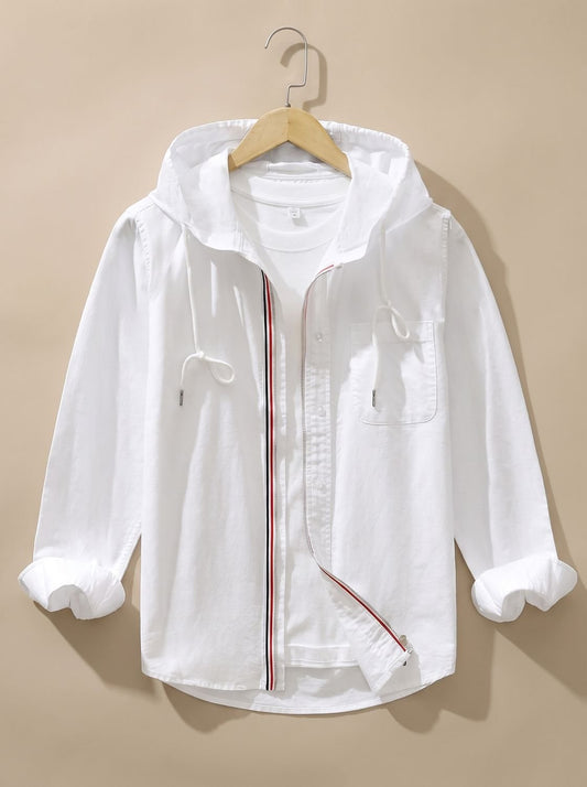 Simon Hooded Jacket - Womens Rain Jacket with Hood, Zip Closure & Striped Detail 1