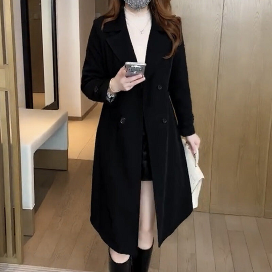Stella Black Trench Coat - Lightweight Fabric, Adjustable Waist Belt, Slimming Fit 0