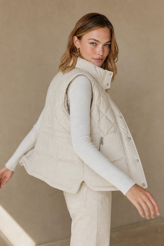 Tatum Quilted Vest - Lightweight Insulated Stand Collar Outerwear with Pockets 0