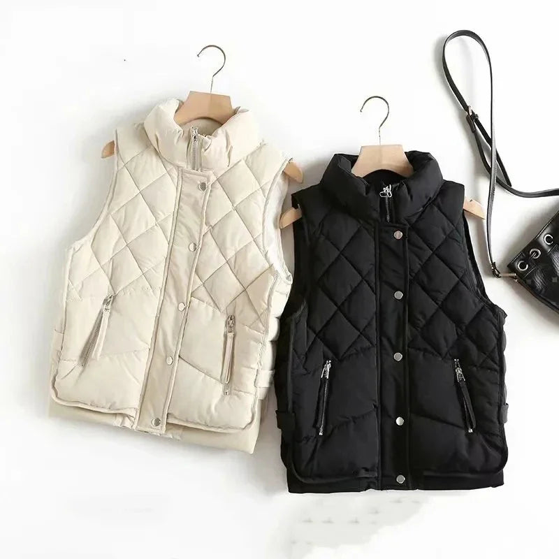 Tatum Quilted Vest - Lightweight Insulated Stand Collar Outerwear with Pockets 6