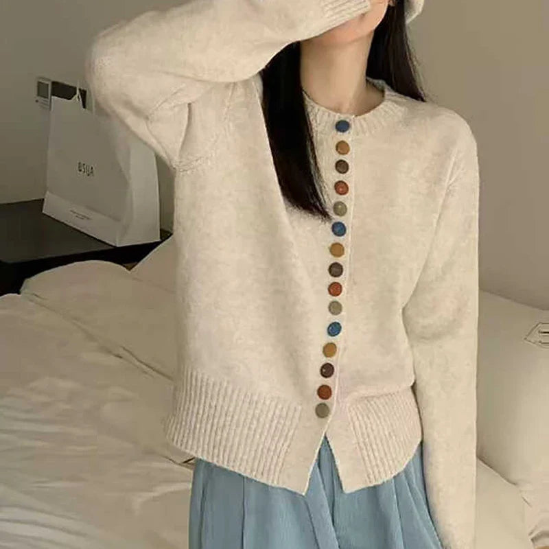 Thessira Relaxed-Fit Cardigan Sweater with Multicolor Buttons for Cozy Style 5