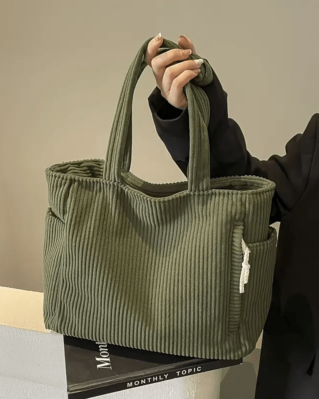 Tilda Tote Bag - Ribbed Design, Spacious Interior & Versatile Carry Options 1