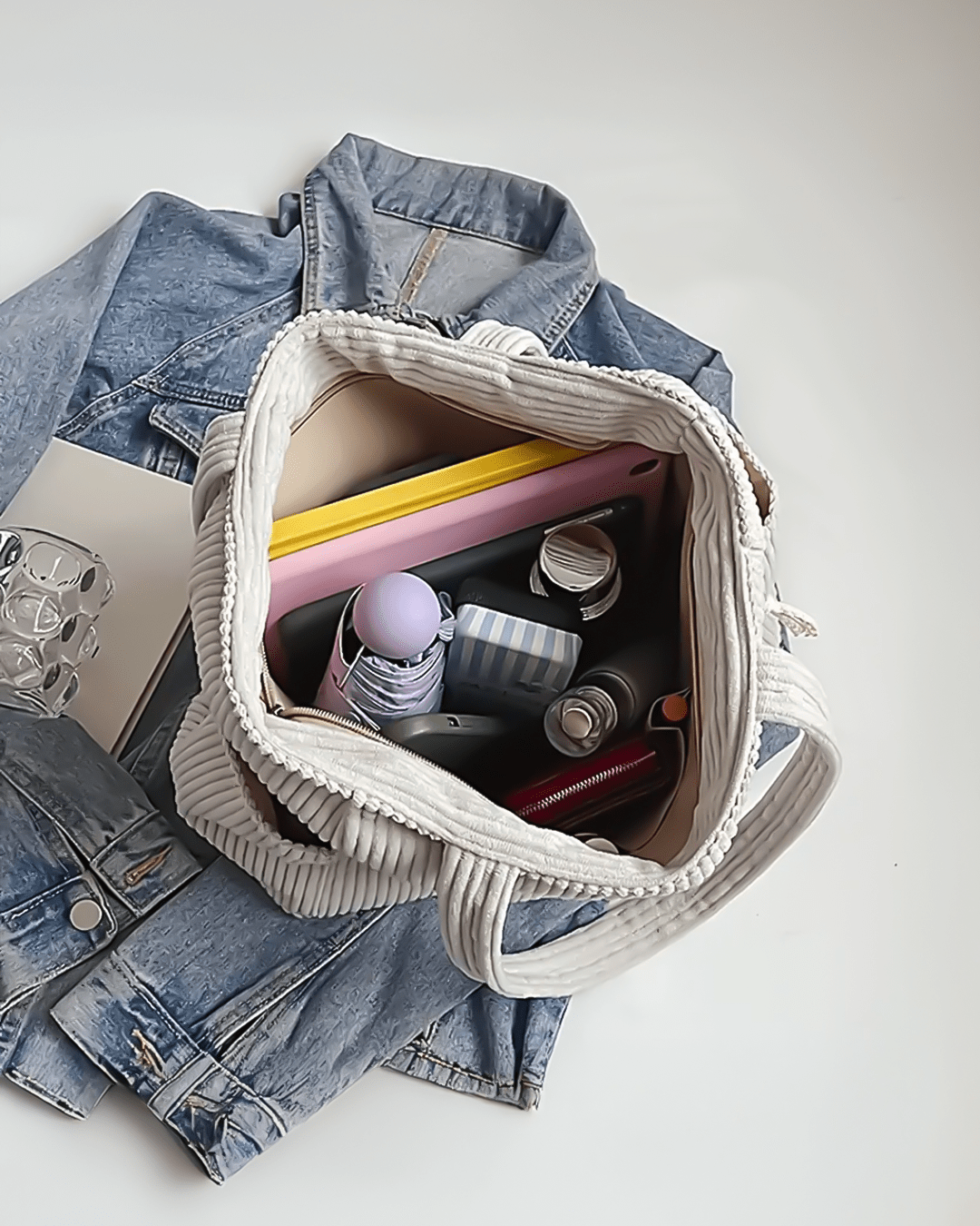 Tilda Tote Bag - Ribbed Design, Spacious Interior & Versatile Carry Options 2