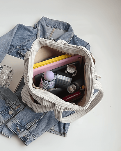Tilda Tote Bag - Ribbed Design, Spacious Interior & Versatile Carry Options 2