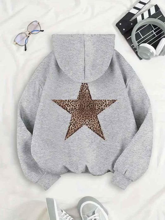 UrbanEase - Leopard Star Back Hoodie with Relaxed Fit and Soft Fabric 1